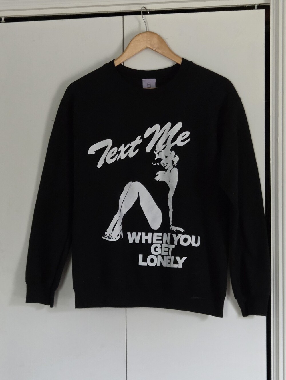 LONELY GHOST Black Sweatshirt with White Label and Ghost Logo